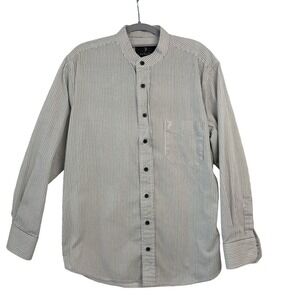 The Celtic Ranch Grandfather Shirt Size Medium Striped Green Black Excellent